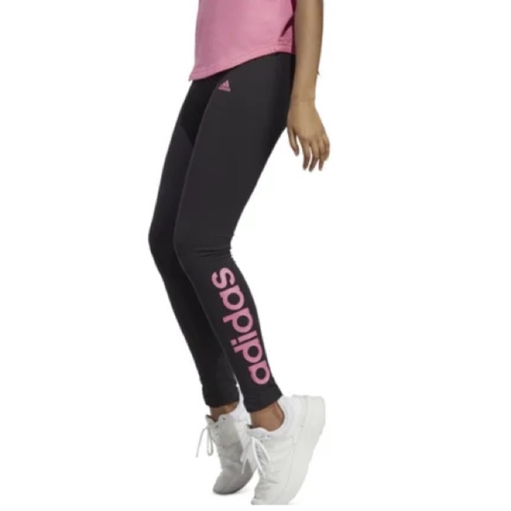 Adidas NWT Linear Logo Full Length Leggings XS Black Pulse Magenta
